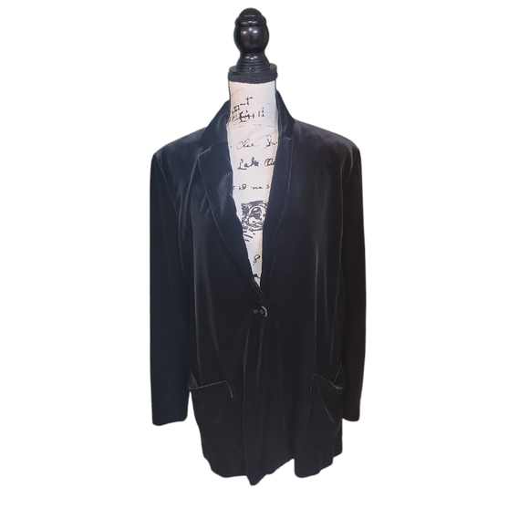 Joan Vass‎ Black Velvet Career Blazer Size 3p 16 - Picture 2 of 9